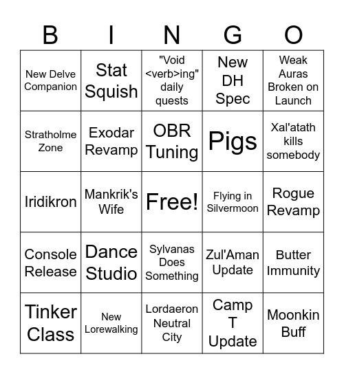 midnight Bingo Card