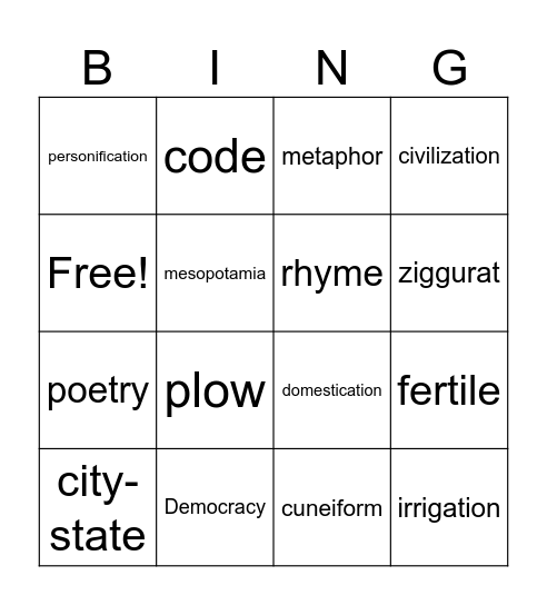 Room 70 review Bingo Card