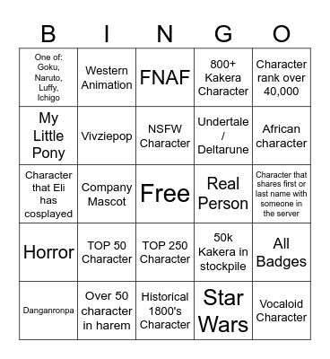 Mudae Bingo Card