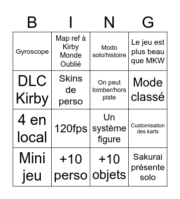 Nintendo Direct Bingo Card