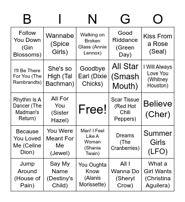 Music Bingo Card