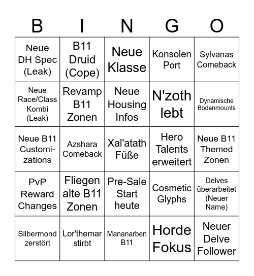 Midnight Bingo Card