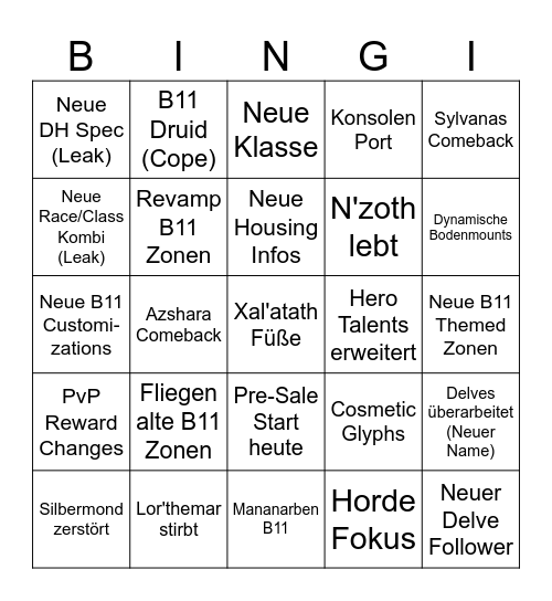 Midnight Bingo Card