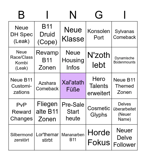Midnight Bingo Card