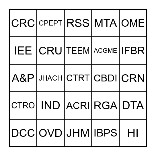 ADVANCE Orientation Bingo Card