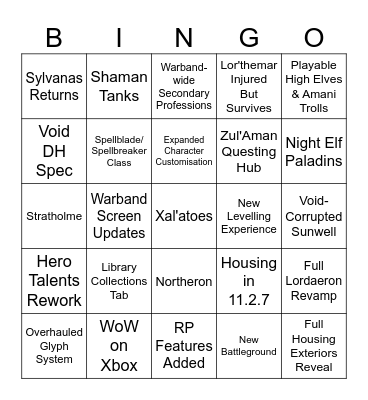 WoW Gamescom Bingo Card