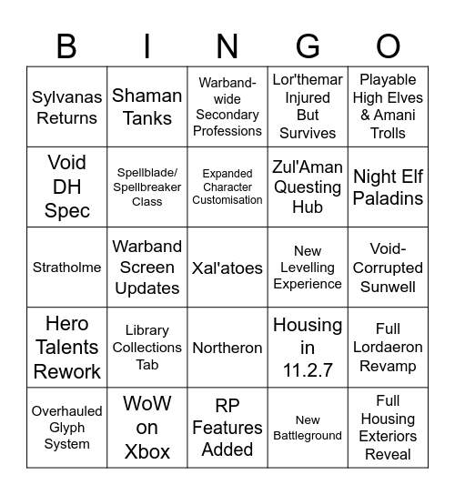WoW Gamescom Bingo Card