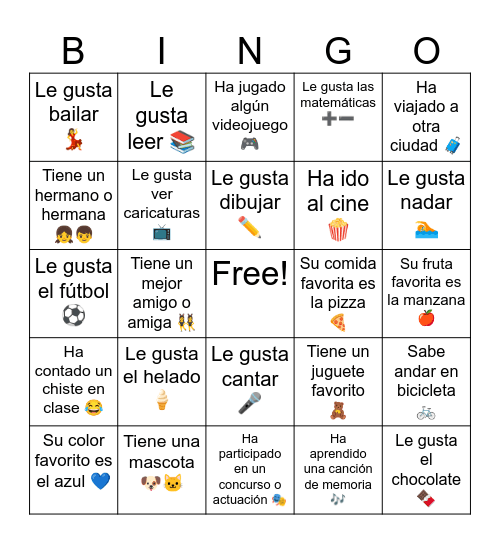 Bingo de nombres Bingo Card