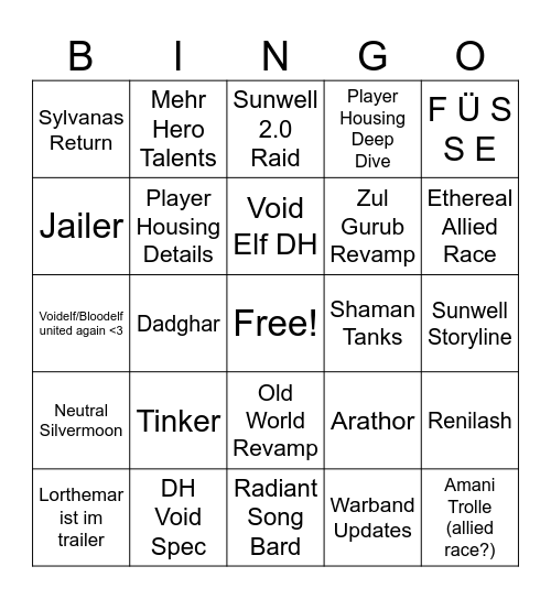 Midnight Bingo Card