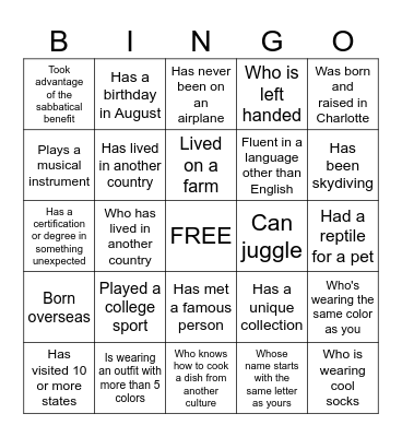 DM & GFC: As you network, find someone who... Bingo Card