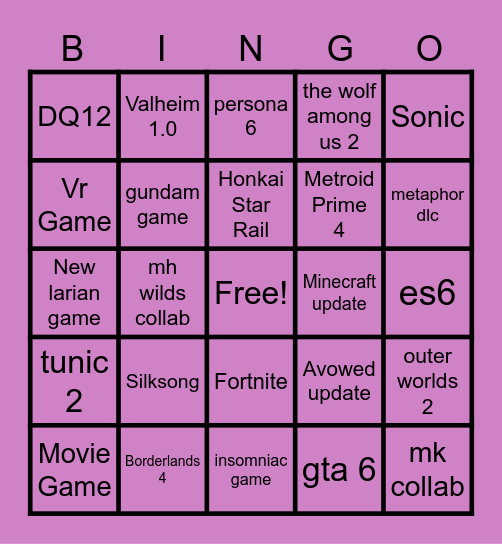 Gamescom 2025 Bingo Card
