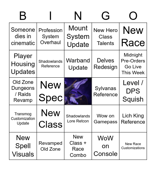 WoW Midnight Reveal Bingo Card