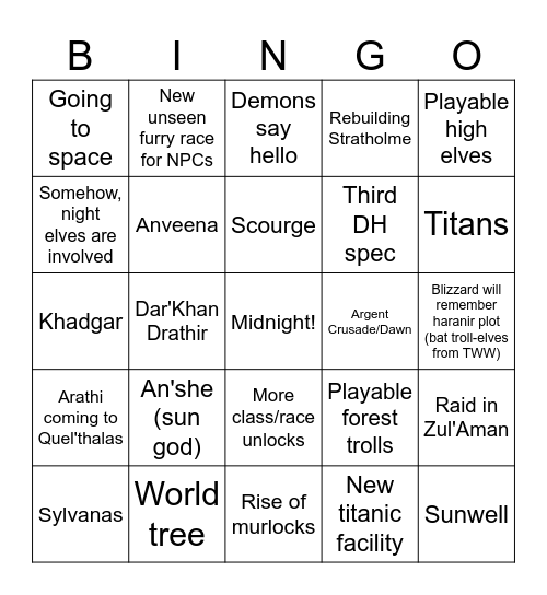 KWSN Midnight Reveal Bingo Card