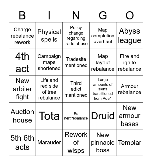 Untitled Bingo Card
