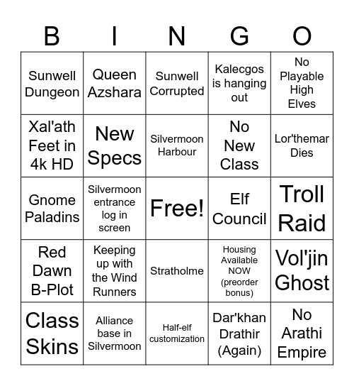 Oh lord here comes Xal'atath again Bingo Card