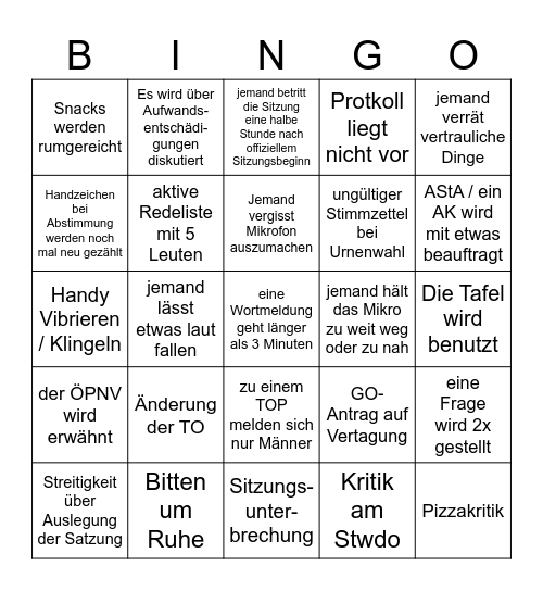 Nur gültig mit Pizza-Fleck Bingo Card