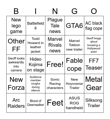 Gamescom 2025 Bingo Card