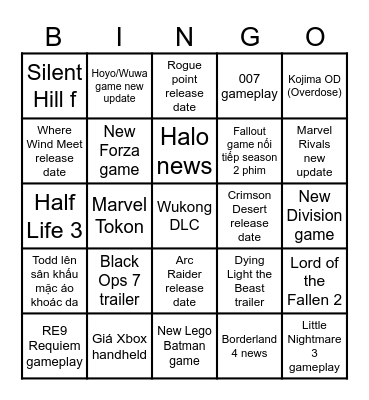 Gamescom 2025 Bingo Card