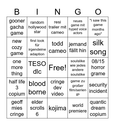 Opening Night Live Bingo Card