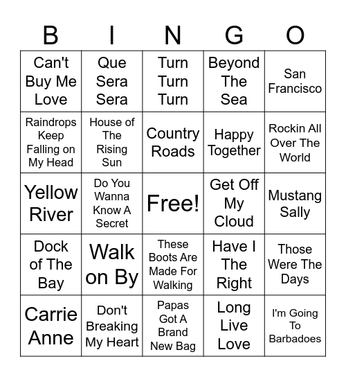 GROOVY BINGO Card