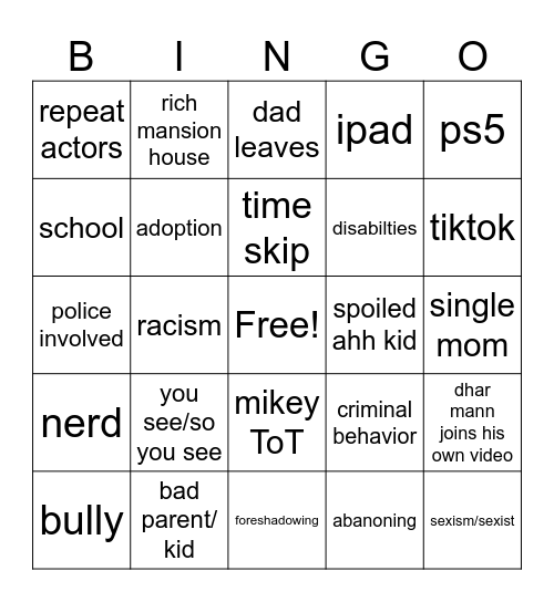 dhar mann Bingo Card