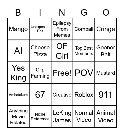 Instagram Reels Bingo Card