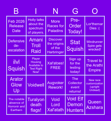 Bingo at Midnight! Bingo Card