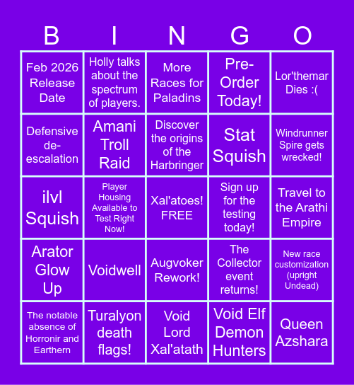 Bingo at Midnight! Bingo Card