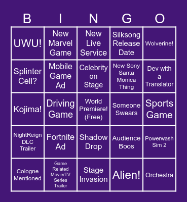 Hammer's Gamescom ONL Bingo Card