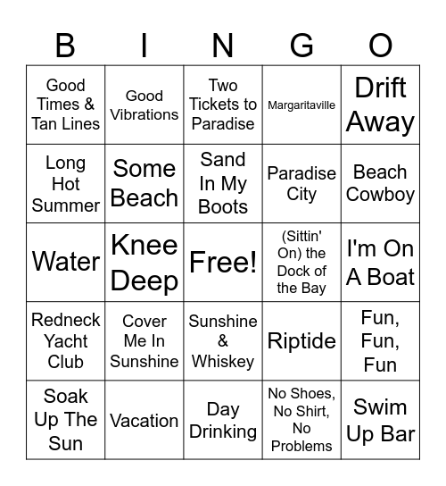 Beach Day Bingo Card