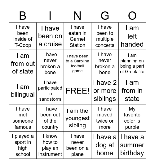 Blackout Bingo Card