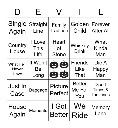 COUNTRY Bingo Card