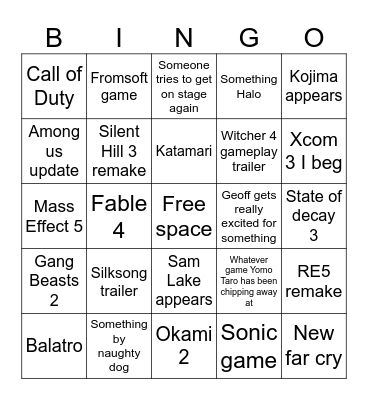 Camescom Bingo 2025 Bingo Card
