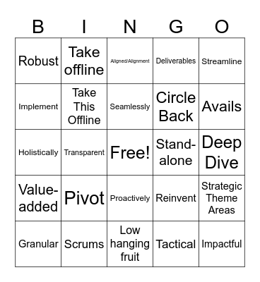 Corporate Buzzword Bingo Card