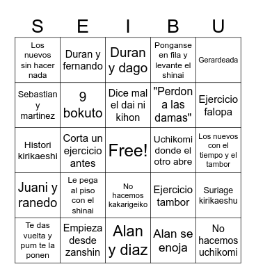 Clase Bingo Card