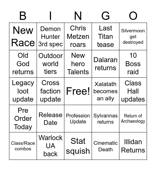 Midnight Bingo Card
