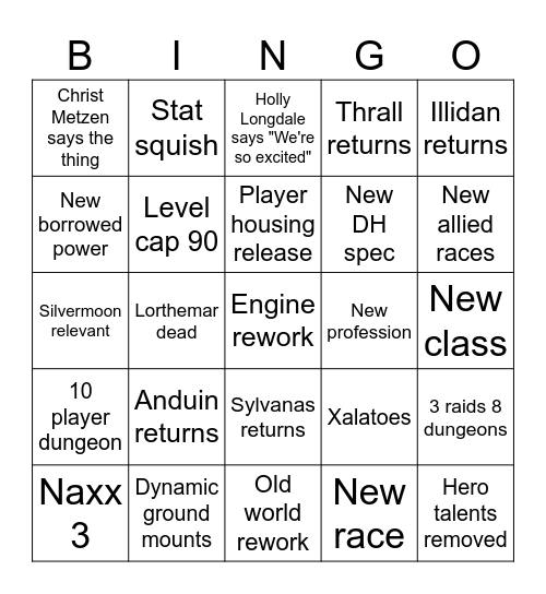 Midnight Bingo Card