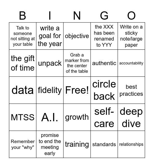 2025-26 beginning of the year PD Bingo Card