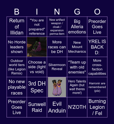 Midnight Reveal BWO Bingo Card