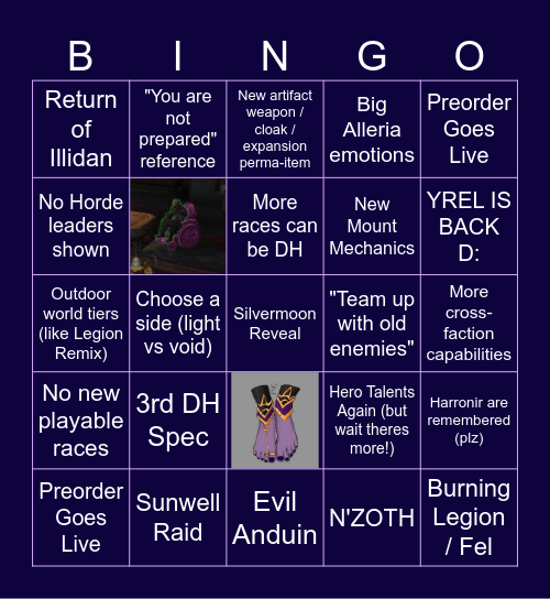 Midnight Reveal BWO Bingo Card