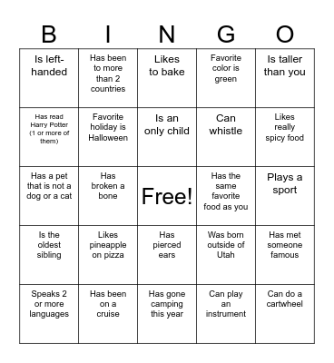 Icebreaker Bingo: Find Someone Who Bingo Card