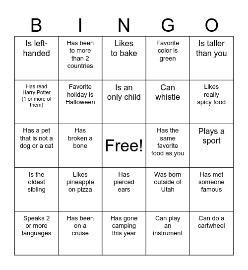 Icebreaker Bingo: Find Someone Who Bingo Card