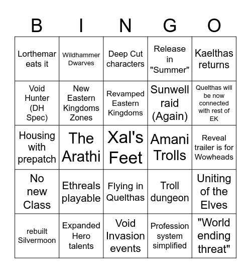 Midnight Bingo Card