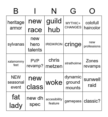 Midnight Bingo Card