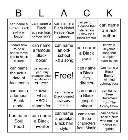 Culture Connections Bingo Card