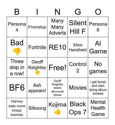 Games Con Bingo Card