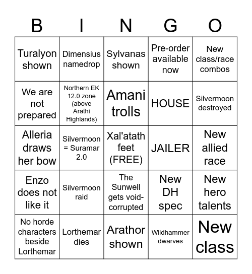 Midnight reveal stream Bingo Card