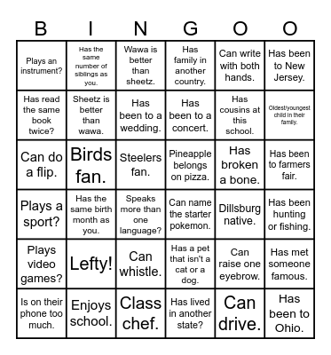 Find someone who... Bingo Card