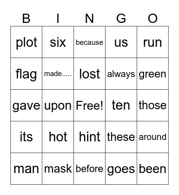 Week 1 Spelling WordsUntitled Bingo Card