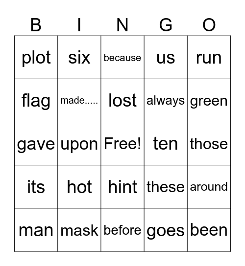 Week 1 Spelling WordsUntitled Bingo Card